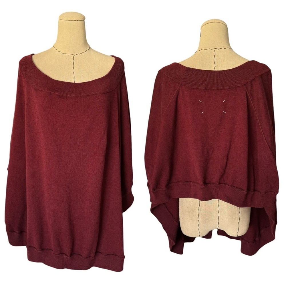 Maison Margiela Women's Collection Burgundy Sweater Cape Top Layering Piece